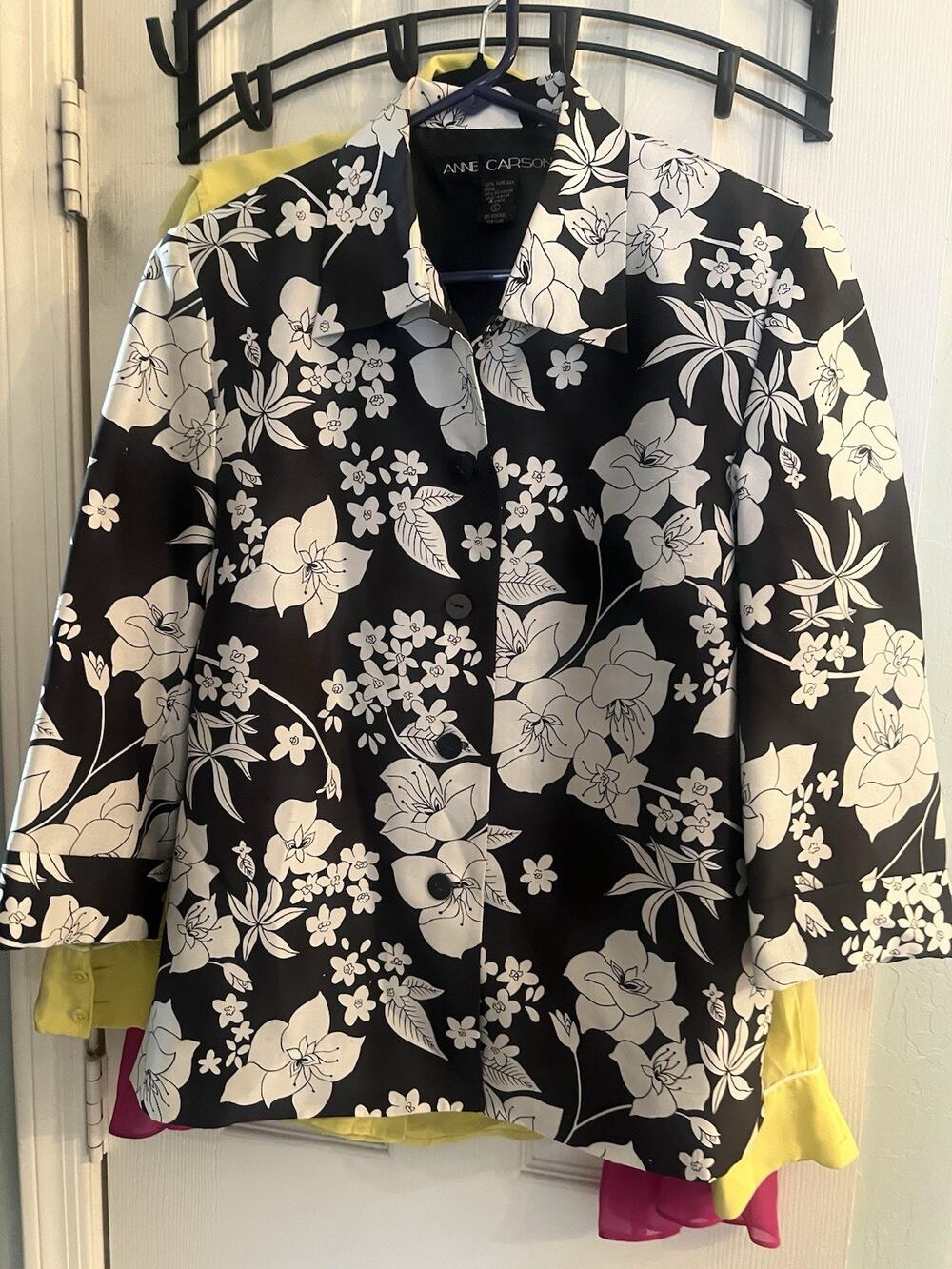 Anne Carson VTG Silk Blazer Floral Small